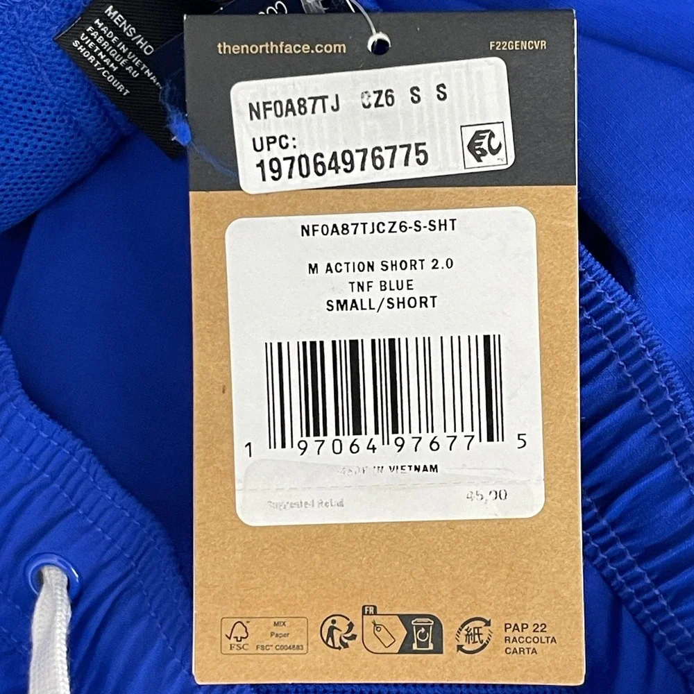 NEW The North Face Mens Small FLASHDRY Action Short 2.0 Blue 5‎ inch inseam $45